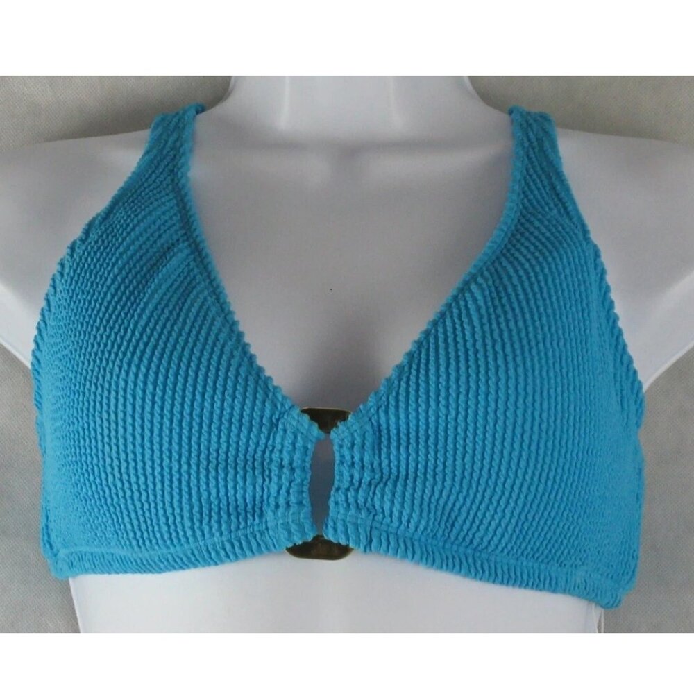 Bleu by Rod Beattie Women's D-Ring Cross Back Bikini Top Swimsuit, Blue, 38D